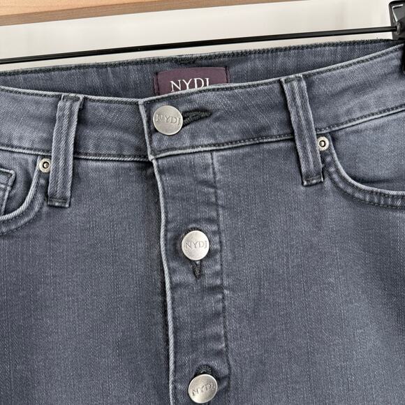 NYDJ Skirt SZ 6 Not Your Daughters Jeans Denim Button A-Line Cotton Stretch NWT - Picture 9 of 12